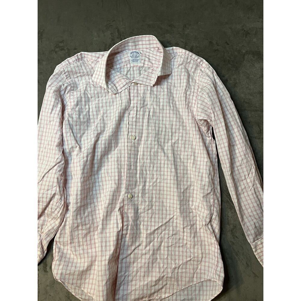 Brooks Brothers Shirt Mens 15.5 - 33 Pink Button Up Long Sleeve Check‎